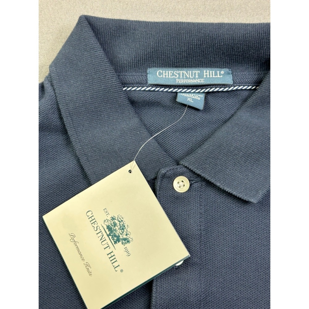 Chestnut Hill Performance Mens XL Navy Blue Polo Shirt Telics Logo NWT